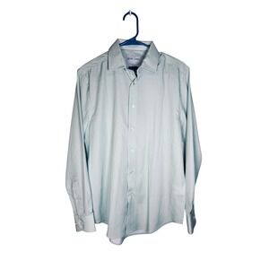 Henri James Hyper Stretch Button Down Shirt Mens S Sage Slim Fit Textured Dress
